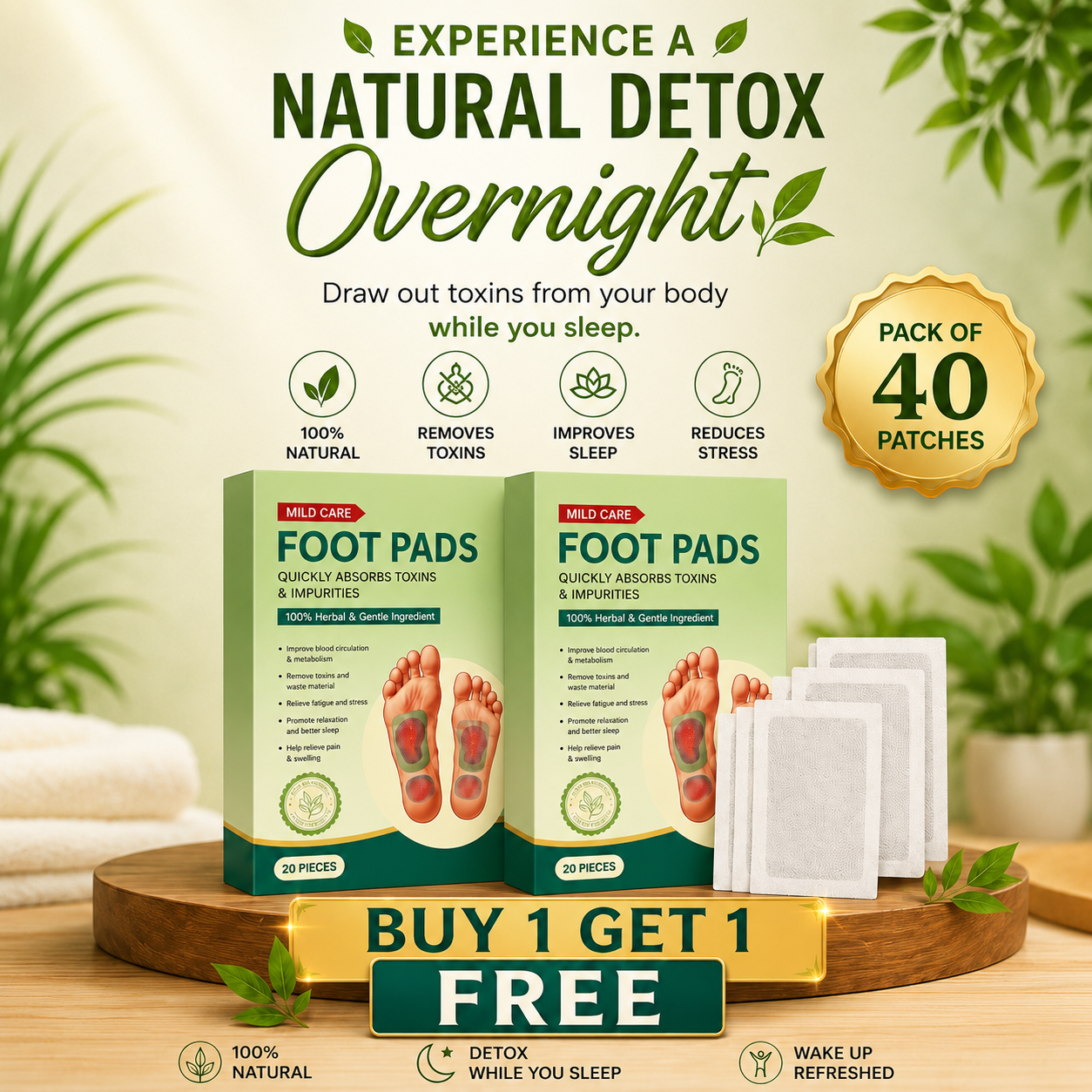 Nativeneeds Fitpiick Premium Natural Detox Foot Patches